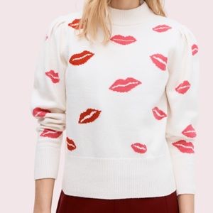 Kate Spade NWT Mockneck Lips Sweater
